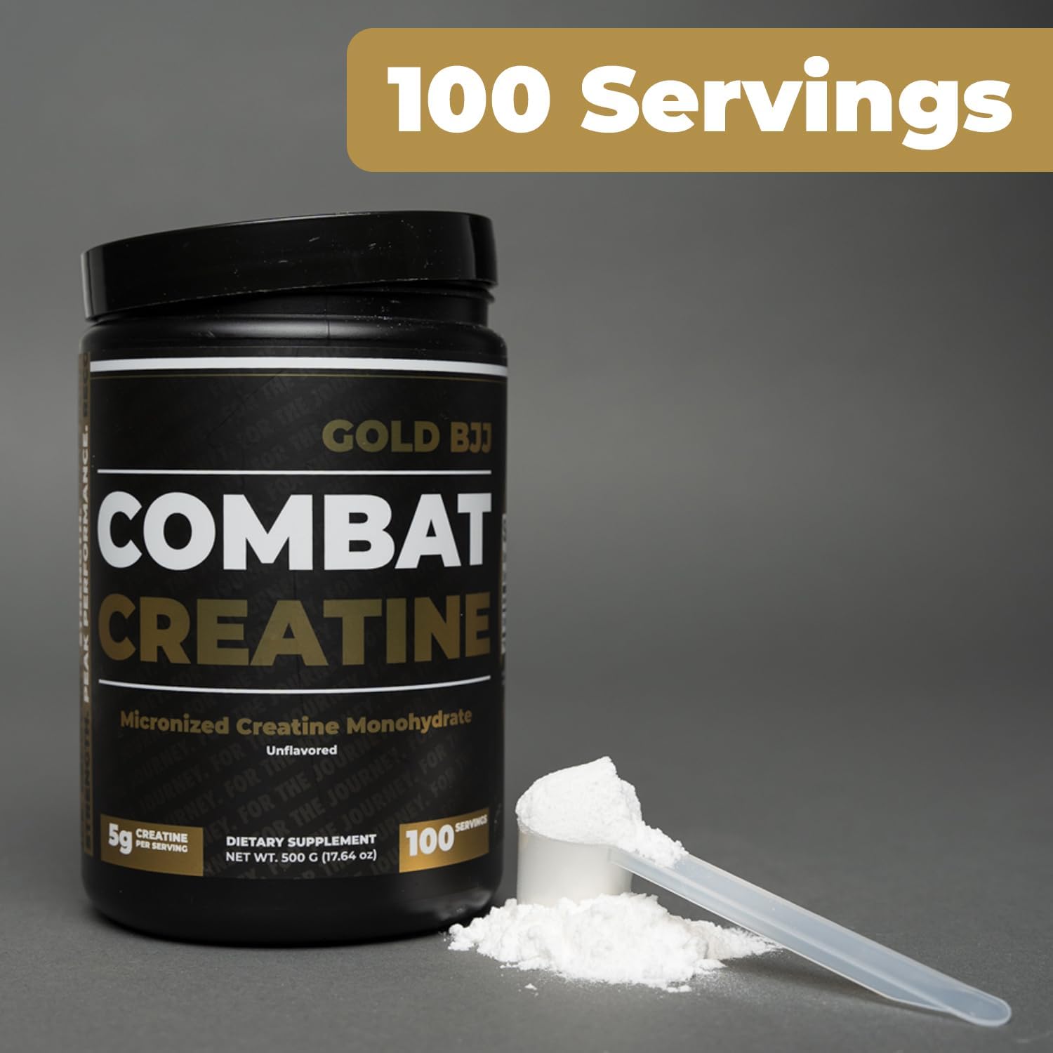 Micronized Creatine Monohydrate Powder for Jiu Jitsu Athletes - Gold BJJ Combat Creatine (100 Servings)