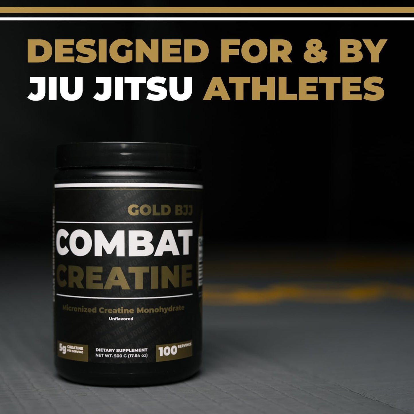 Micronized Creatine Monohydrate Powder for Jiu Jitsu Athletes - Gold BJJ Combat Creatine (100 Servings)