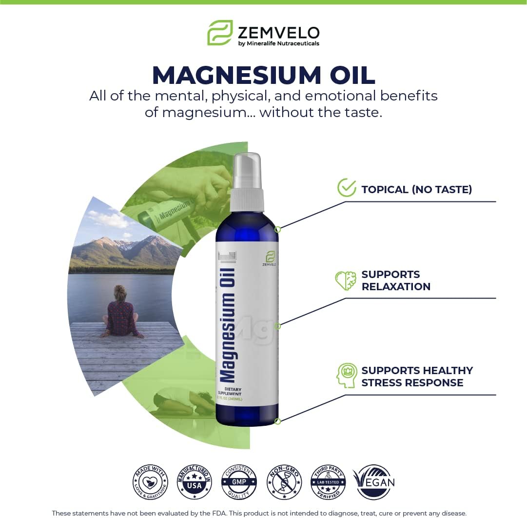Mineralife Magnesium Oil Spray for Muscle Relief, Relaxation, and Restful Sleep - 96 Day Supply