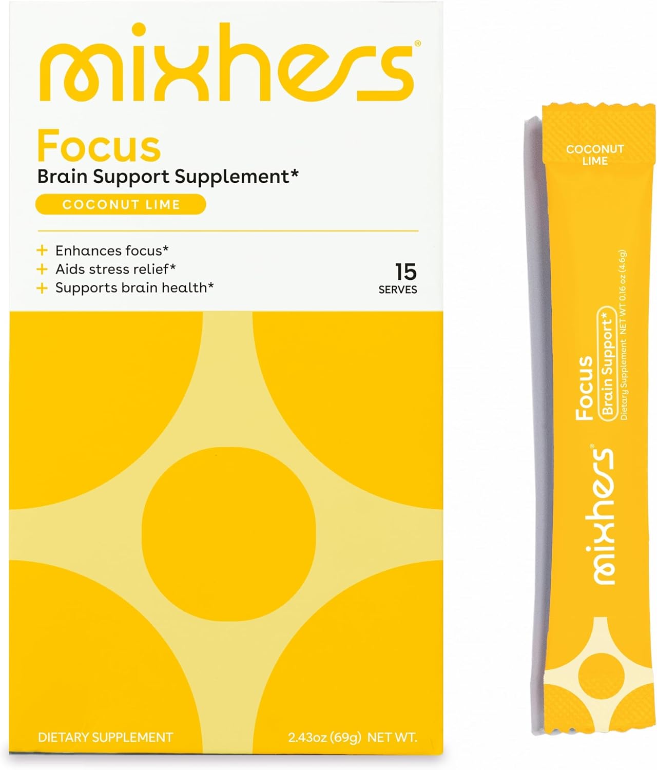 MIXHERS Focus Brain Health Supplement for Women - L-Theanine Drink Packets - Coconut Lime Flavor - Improve Concentration and Focus