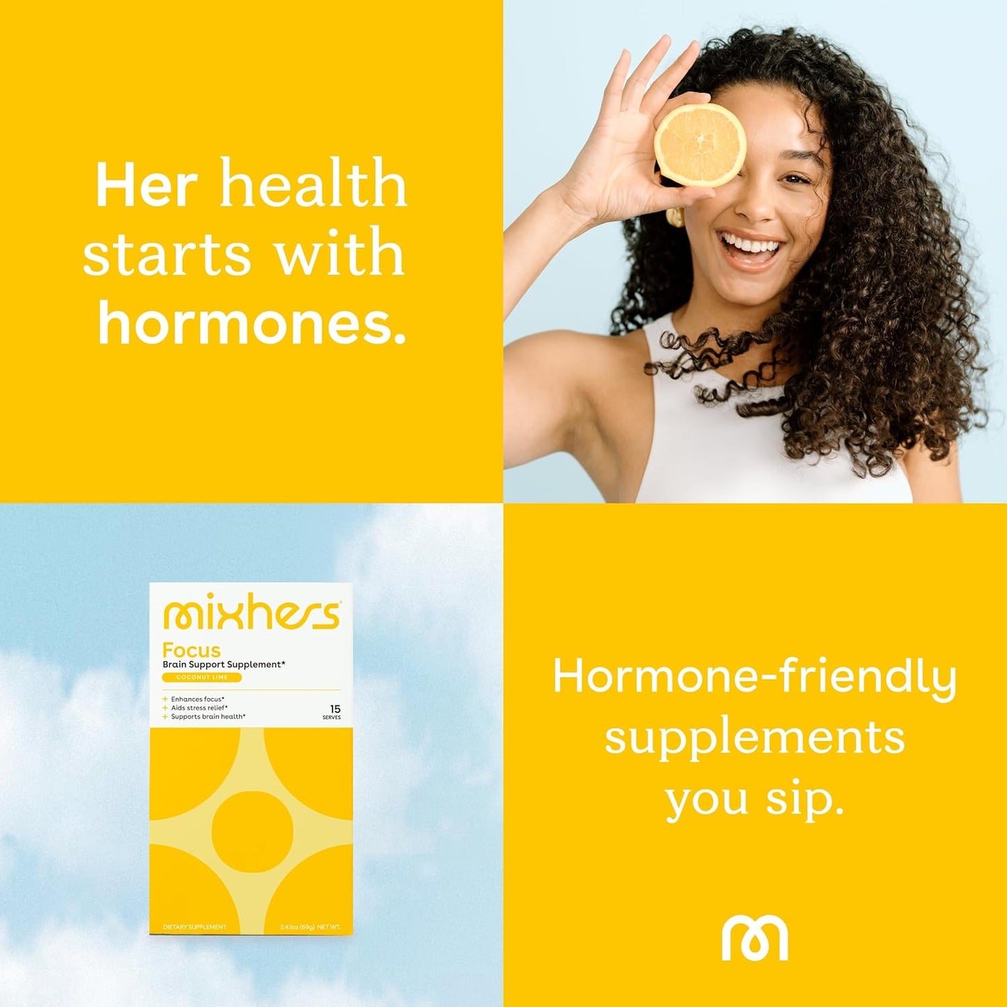 MIXHERS Focus Brain Health Supplement for Women - L-Theanine Drink Packets - Coconut Lime Flavor - Improve Concentration and Focus