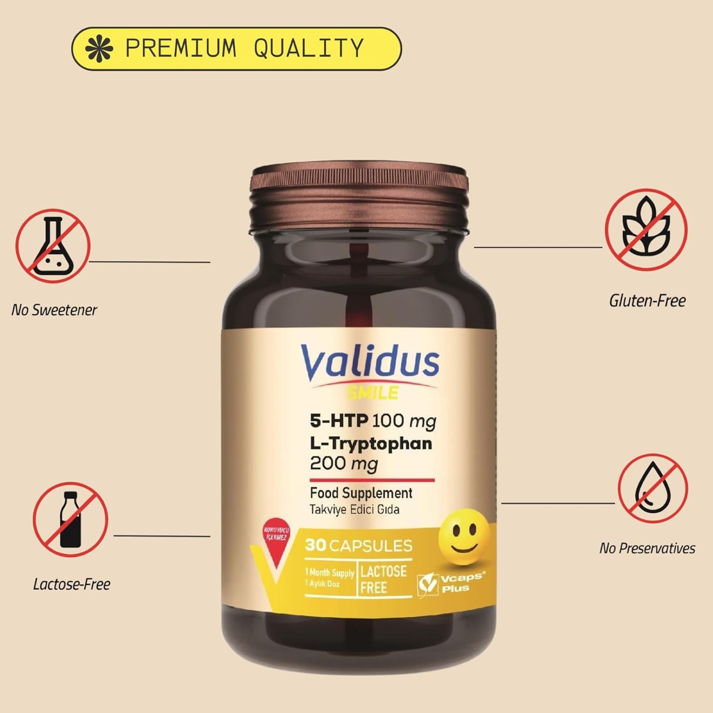 Mood & Relaxation Support Supplement with 5-HTP, L-Tryptophan, and L-Tyrosine - 30 Capsules for Men and Women