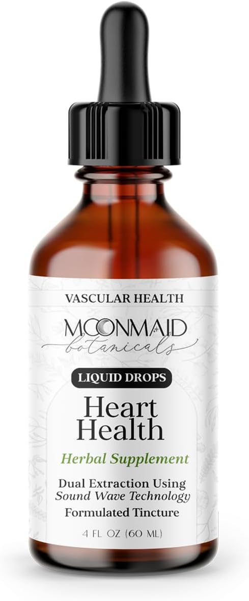 MoonMaid Botanicals Heart Health Liquid Herbal Supplement 4 Fl. Oz | Herbal Blend Supports Wellness & Vitality | Dual-Extract Formula with Hawthorn, Gingko, Rose, Cinnamon