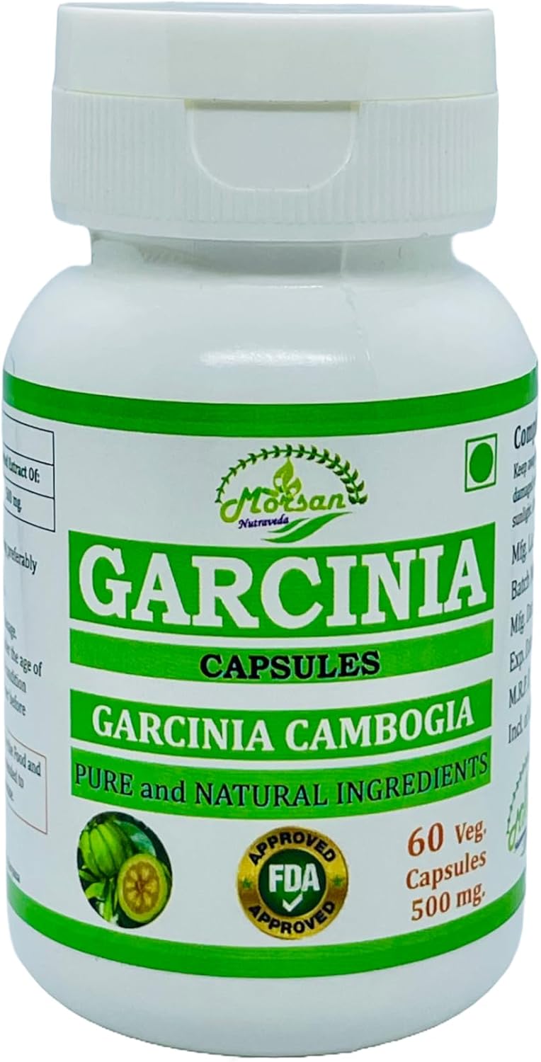 Morsan Nutraveda Herbal Garcinia Cambogia Extract Capsules - 100% Natural & Pure, High Potency (60 x 500mg Capsules, Pack of 4 Jars)