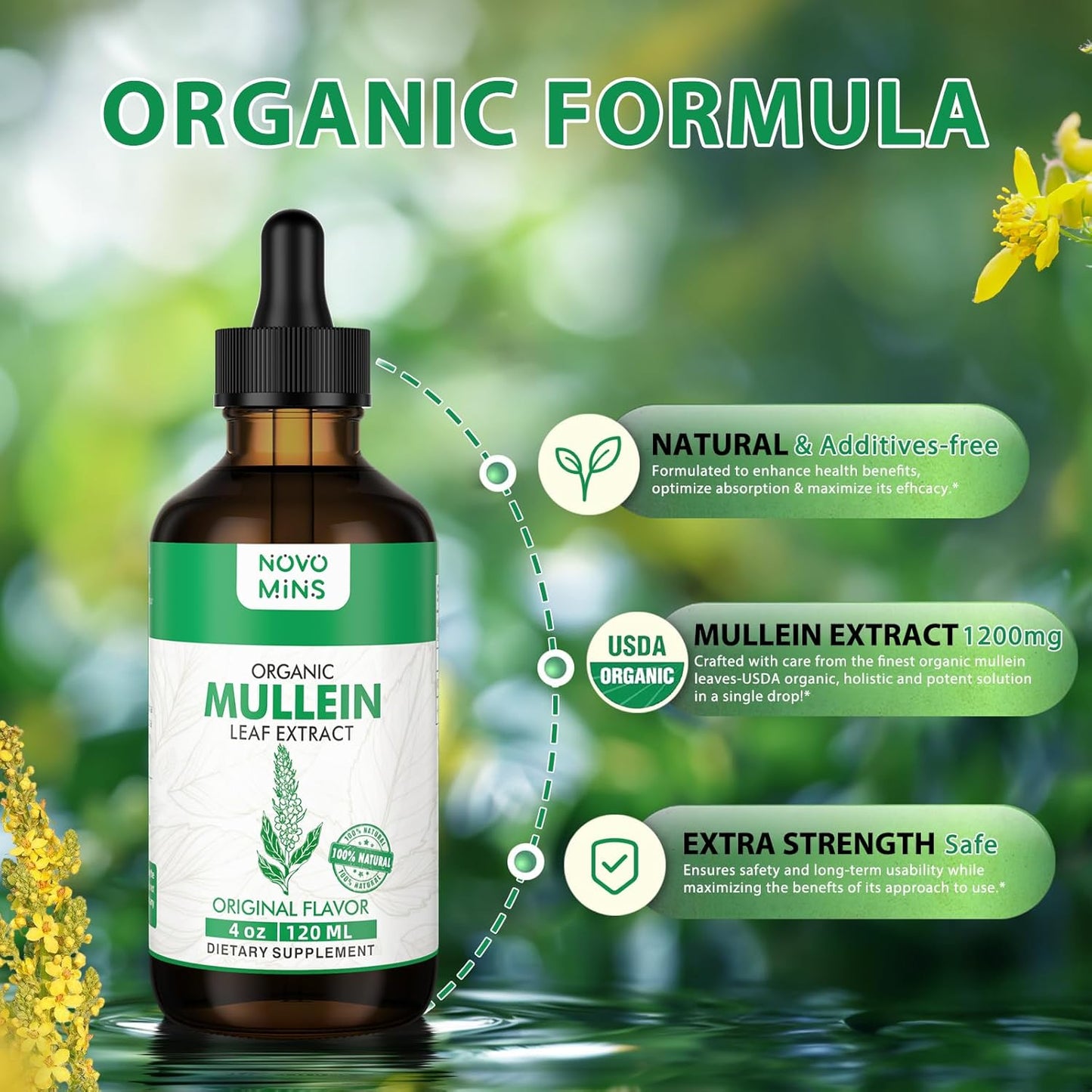 Mullein Leaf Tincture for Lung Cleanse and Immune Support - Vegan Detox Drops - Respiratory Health Supplement