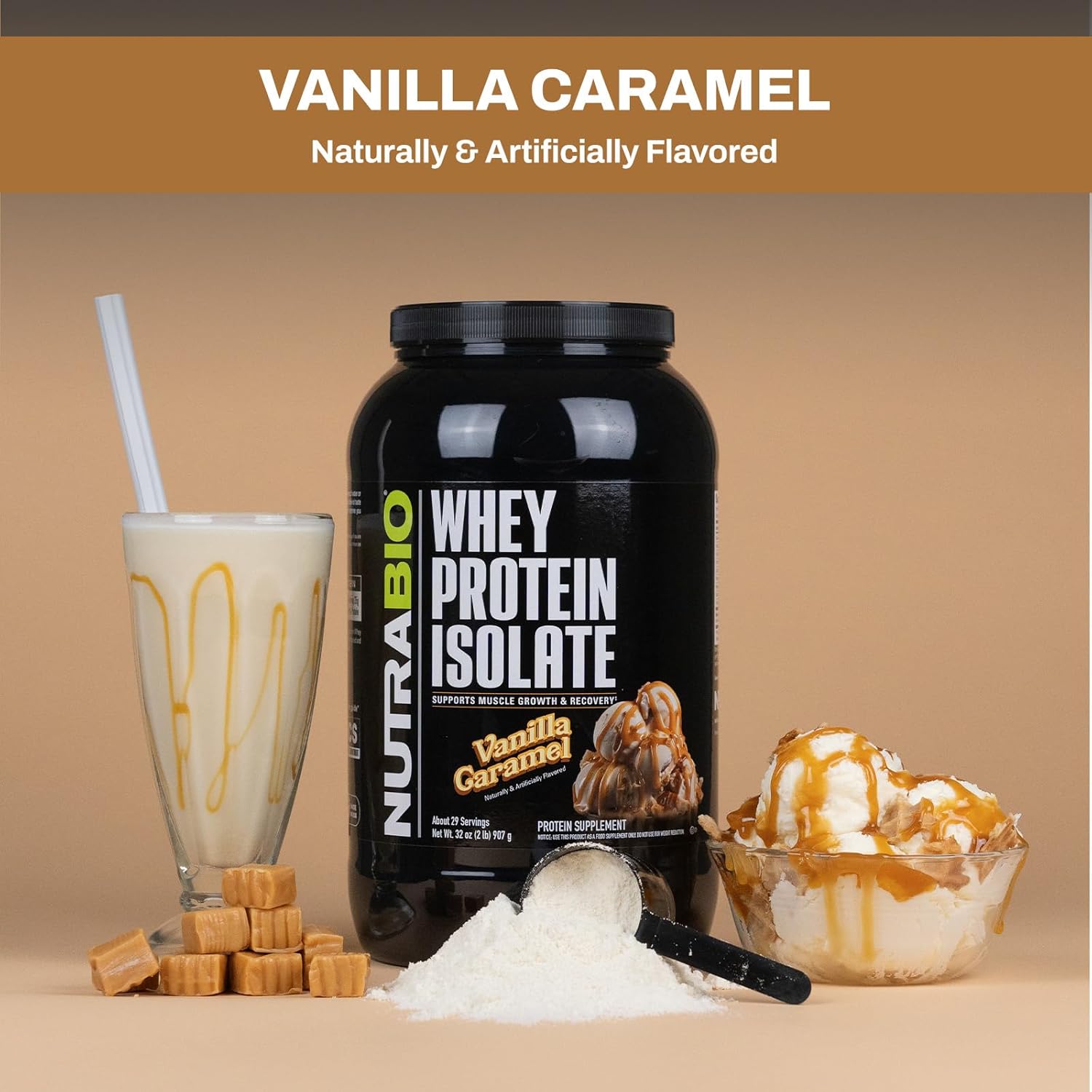 Muscle Energy and Strength Bundle: NutraBio Creatine Monohydrate 300g + Whey Protein Isolate Vanilla Caramel for Lean Muscle Growth and Recovery