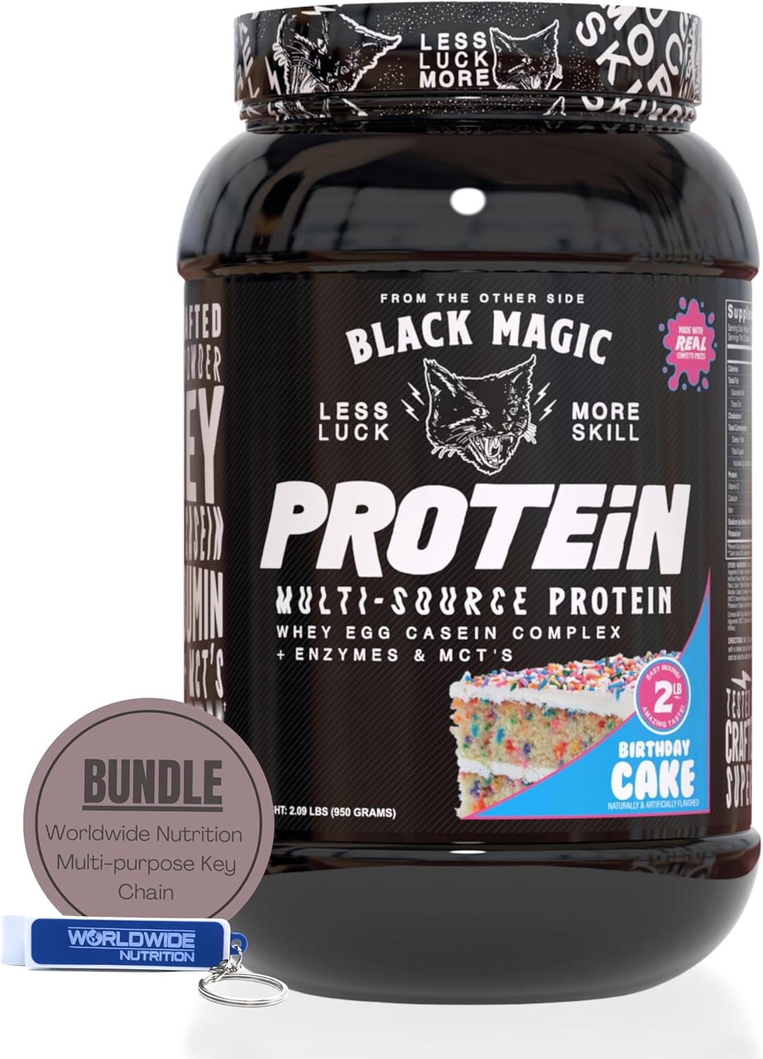 Muscle Mass Gaining Nutrition Bundle with Birthday Cake Flavor Protein Powder - 2 LB & Key Chain