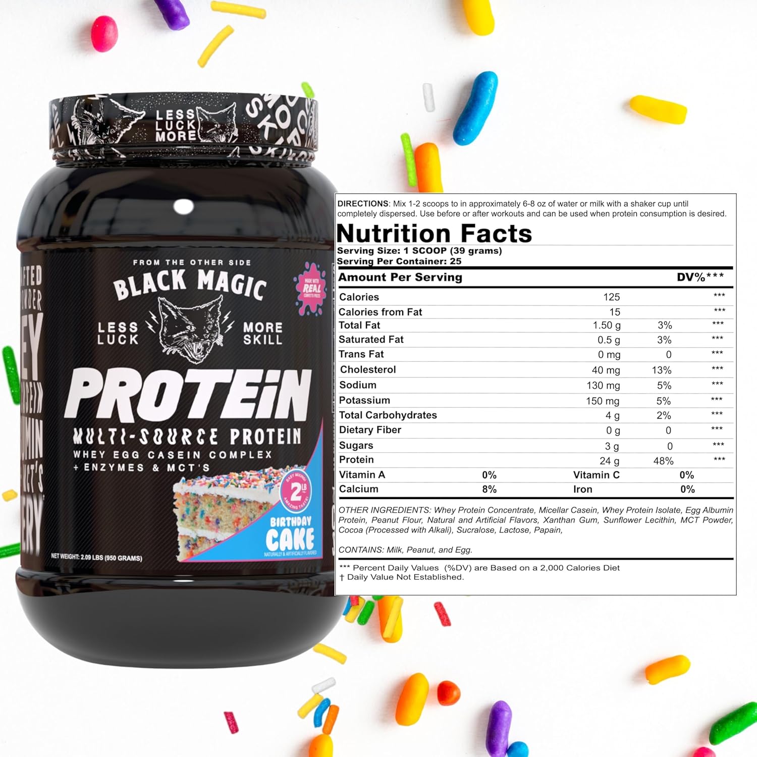 Muscle Mass Gaining Nutrition Bundle with Birthday Cake Flavor Protein Powder - 2 LB & Key Chain