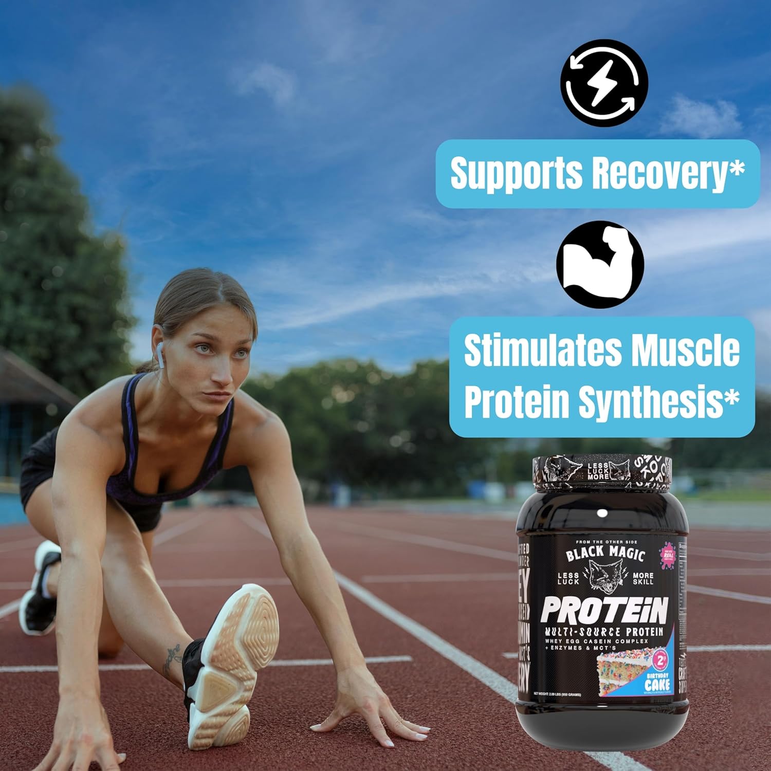 Muscle Mass Gaining Nutrition Bundle with Birthday Cake Flavor Protein Powder - 2 LB & Key Chain