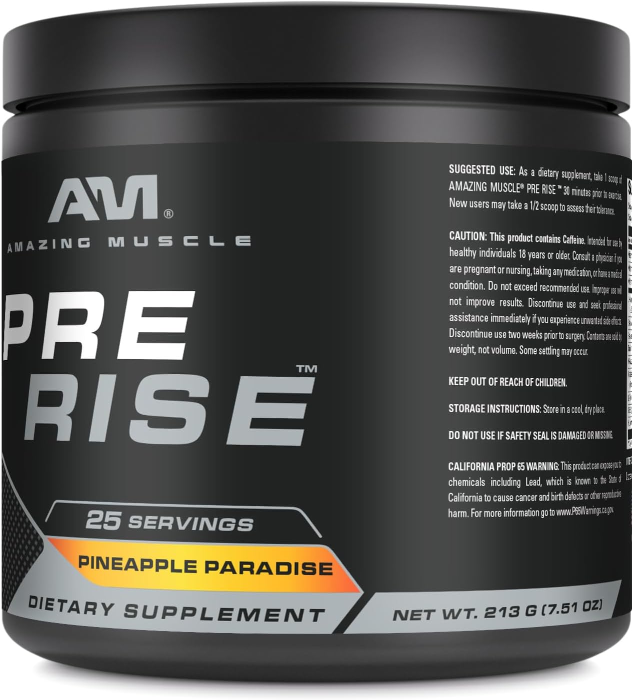 Muscle Pre-Rise Pre-Workout Powder Supplement with Caffeine & Beta-Alanine - 25 Servings Pineapple Paradise for Men & Women