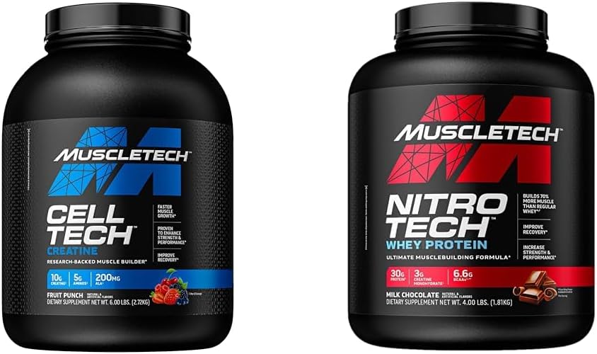 MuscleTech Cell-Tech Creatine & Nitro-Tech Protein Powder Combo - Milk Chocolate, 4lb (40 Servings)