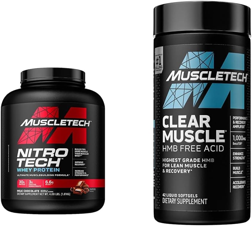 Muscletech Nitro-Tech Whey Protein Isolate & Peptides with Clear Muscle Post Workout Recovery - Muscle Builder for Men & Women