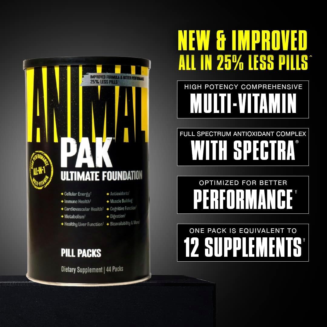 Muscletech Whey Protein Powder Nitro-Tech Isolate, Peptides & Animal Pak - All-in-One Vitamin & Supplement Pack