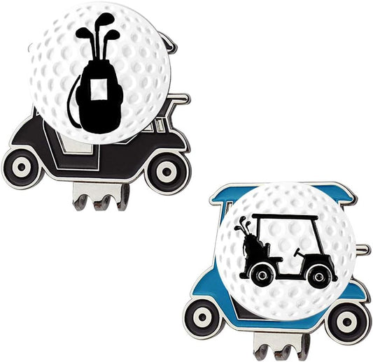 Myartte Golf Cart Hat Clip with Assorted Pattern Golf Ball Markers - 24.4MM - Ideal Golf Gift for Women and Men - Pack of 2