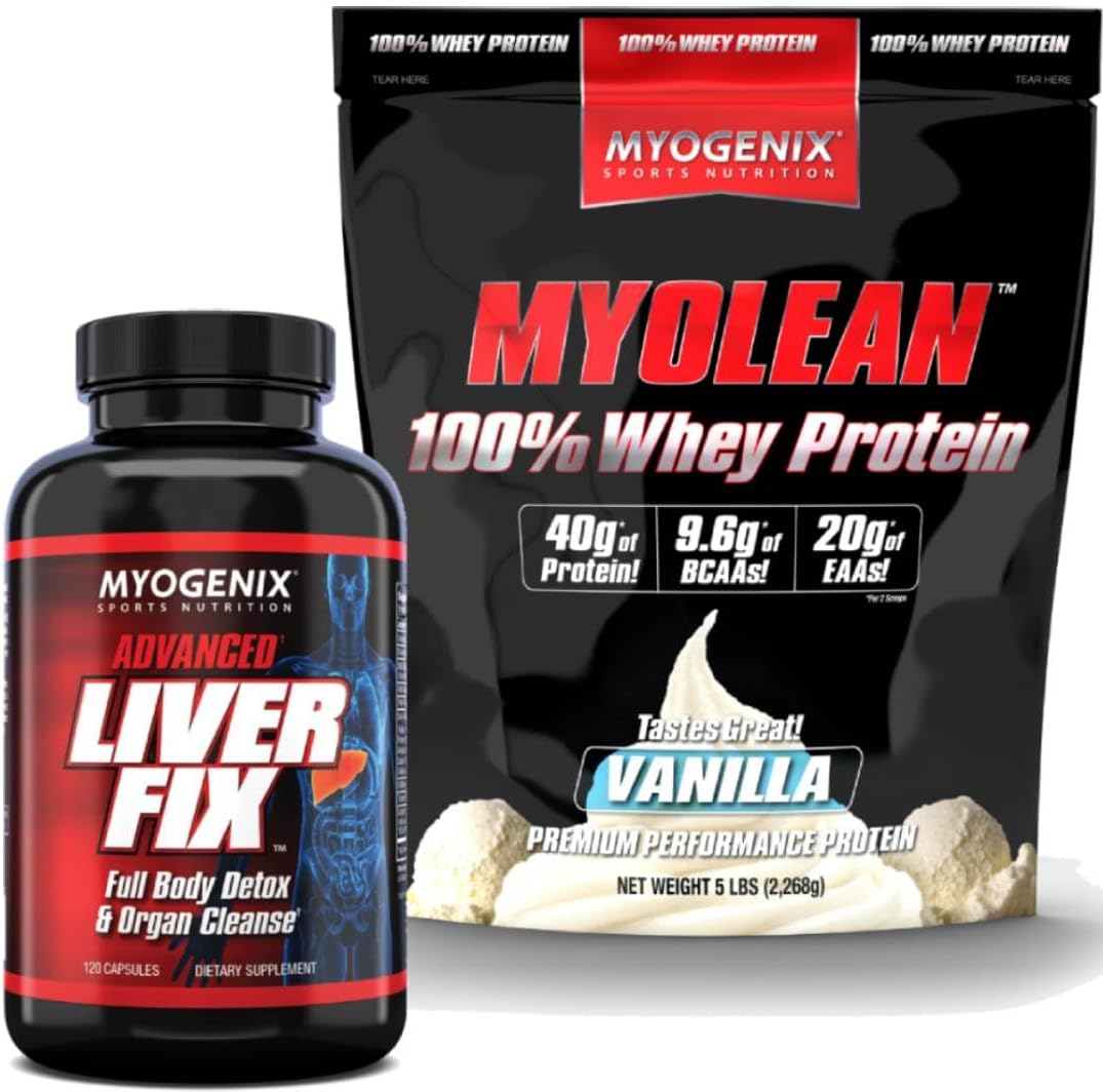 Myogenix Liver Support and Myolean Whey Protein Vanilla Supplement - 5 LBS