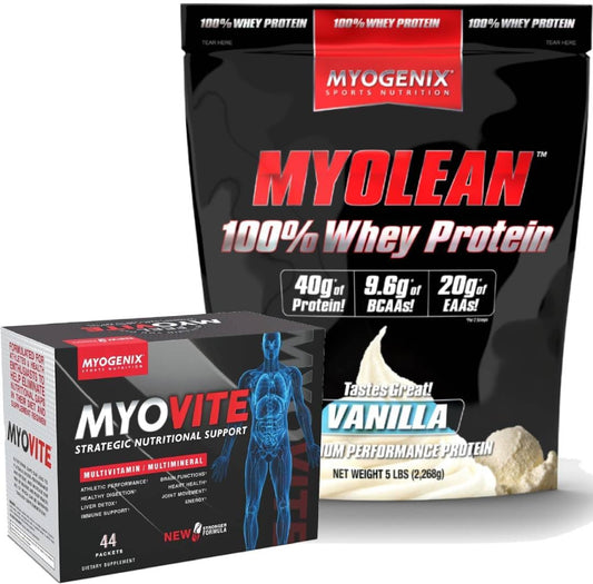 Myogenix Myovite Multivitamin & Myolean Whey Protein Combo - Vanilla Flavor, 5 LBs