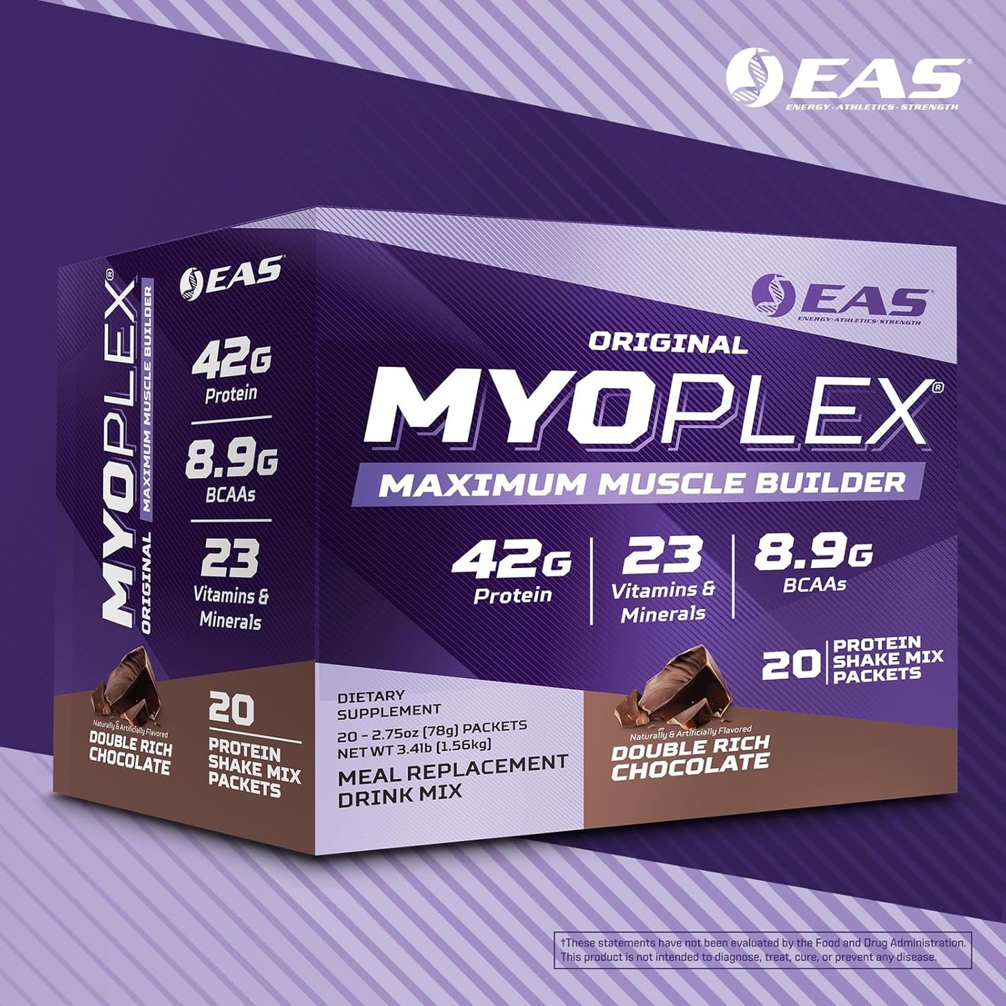 Myoplex Maximum Muscle Builder Protein Drink Mix - Strawberry Milkshake - 42g Protein - 20 Packets