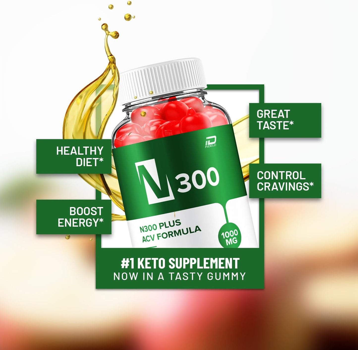 N300 Keto ACV Gummies Supplement - Apple Cider Vinegar 1000MG, Vitamin B12 - 2 Pack (120 Gummies)