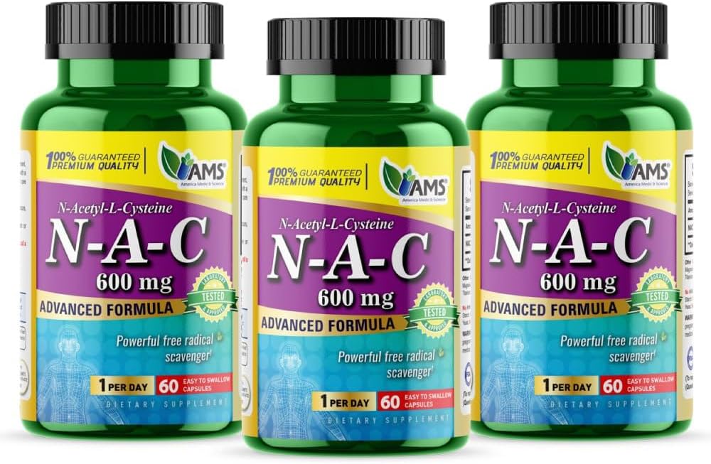 NAC 600mg Supplement for Lung, Liver, & Immune Health - Antioxidant Support - 180 Capsules