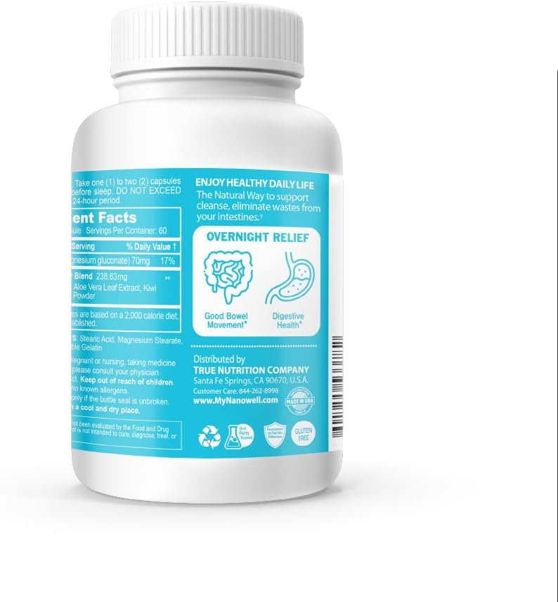 NANOWELL Kiwilax Original Capsules - Promotes Healthy Digestion and Bowel Movements with Magnesium & Kiwi Blend - 60 Day Supply