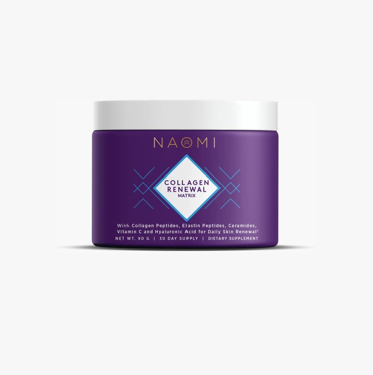NAOMI Collagen Renewal Matrix Powder with Peptides, Hyaluronic Acid, Vitamin C, Elastin & Ceramides, 90g - 30 Day Supply