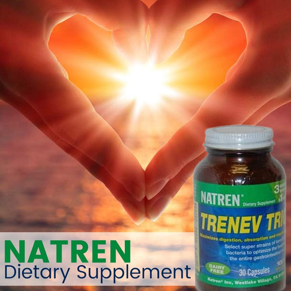 Natren Trenev Trio Probiotic Capsules - 30 Billion CFU Each - Dairy-Free Supplement for Intestinal Health & Digestion - 90 Capsules Total