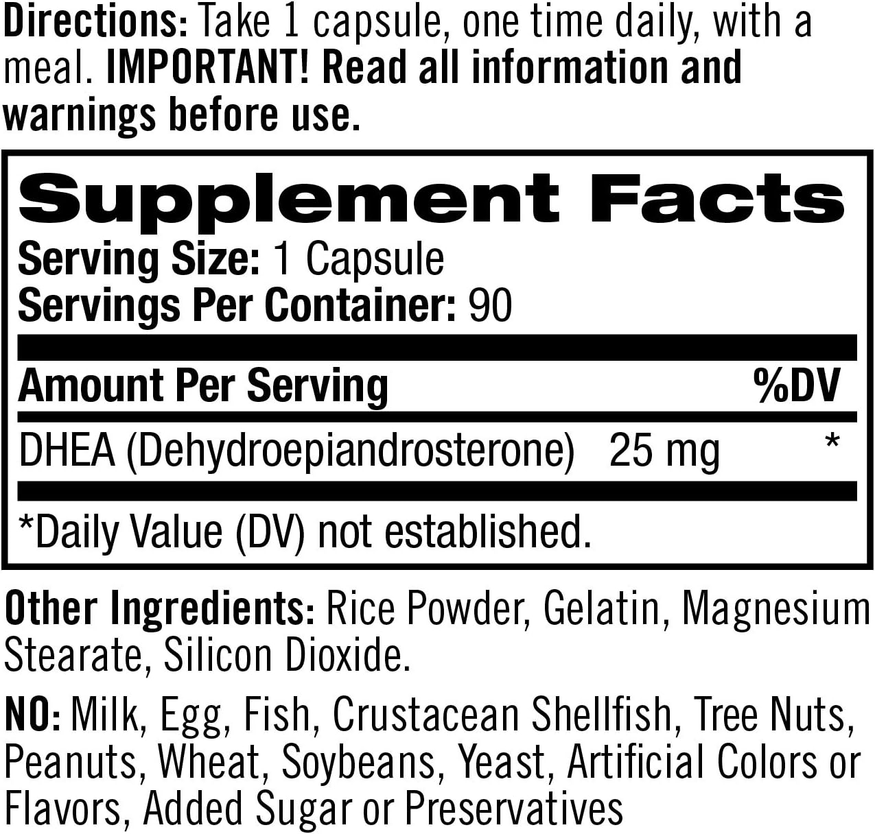 Natrol Mood & Stress DHEA 25mg Capsules - Hormone Balance & Mood Support - 180 Capsules, 180 Day Supply