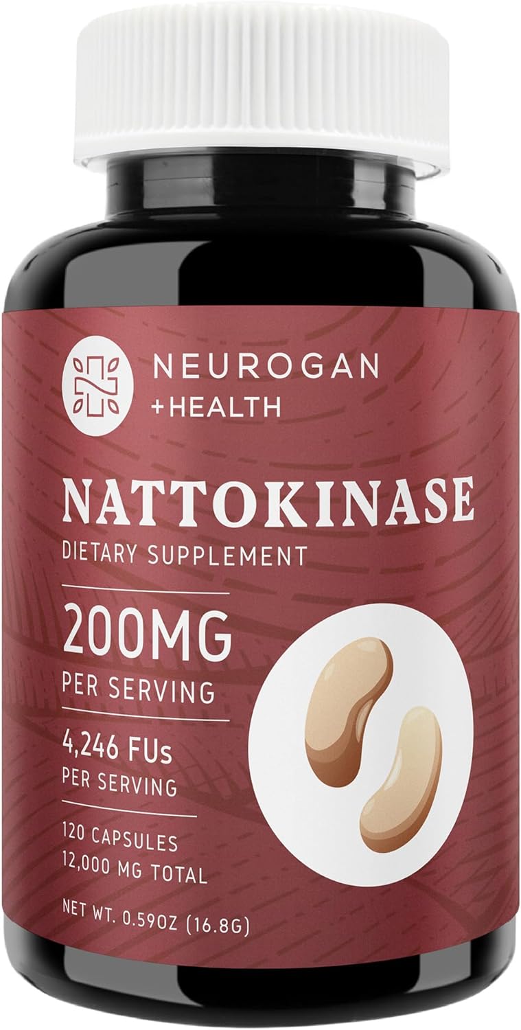 Nattokinase Capsules for Cardiovascular Health | Enzyme for Blood Flow Support | 200mg Per Serving, 12,000mg Total | 120 Capsules