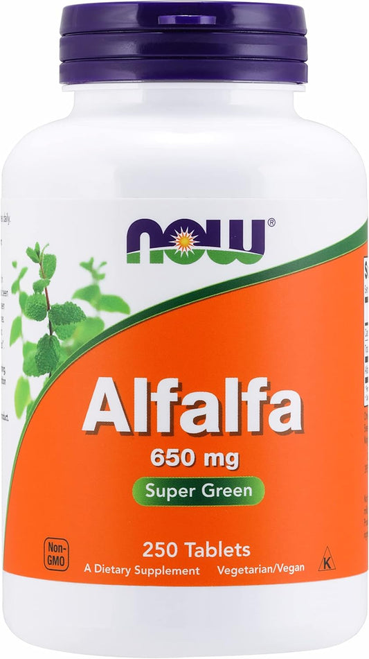 Natural Alfalfa Supplement 10 Grain Tablets - 625 mg, 250 Count by NOW Foods