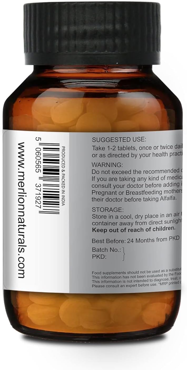 Natural Alfalfa Tablets - 500mg x 120 Tablets - Pure Medicago Sativa Herbs