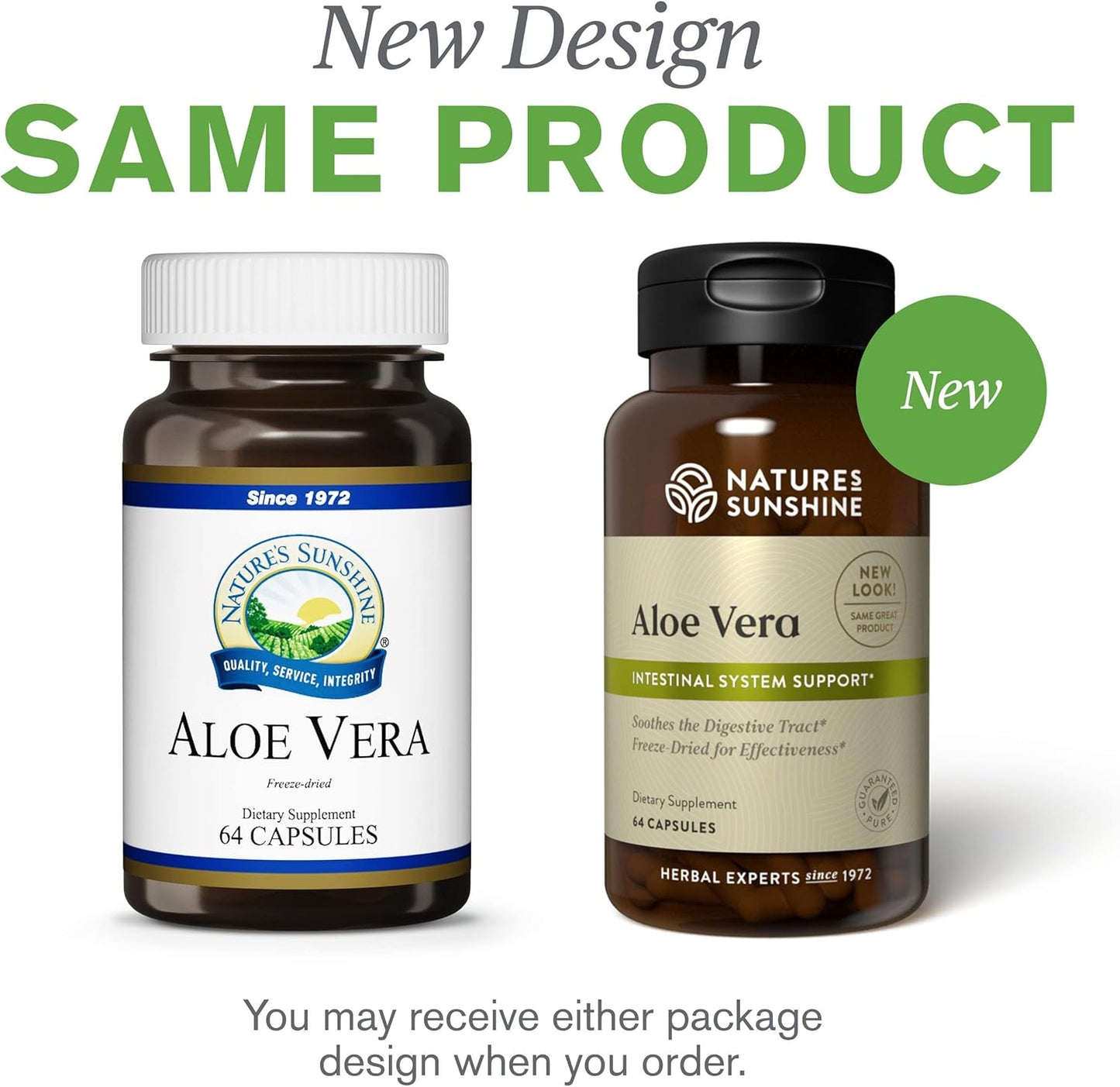 Natural Aloe Vera Freeze Dried Capsules - 64 Count | Supports Digestive Health and Intestinal Nutrient Supply