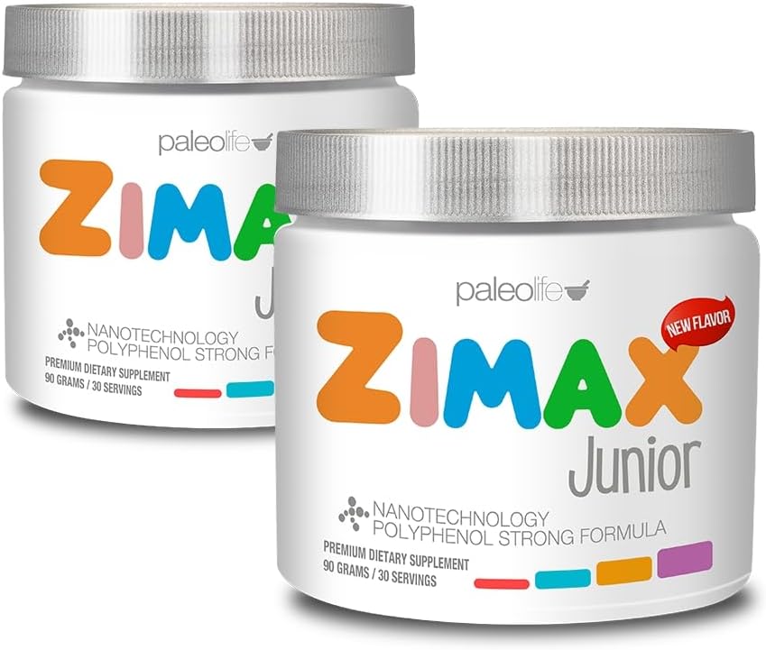Natural Antioxidant for Kids 4-16 Years, with Vitamin C, Magnesium, Vitamin D3, Curcumin, Ginger & Minerals - Paleolf ZIMAX Junior