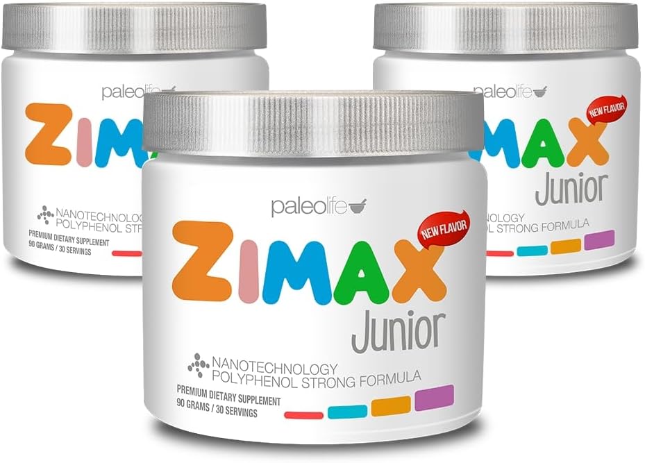 Natural Antioxidant Supplement for Kids 4-16 with Vitamin C, Magnesium, & D3 - Curcumin, Ginger, Minerals - High Absorption Formula - Paleolf ZIMAX Junior