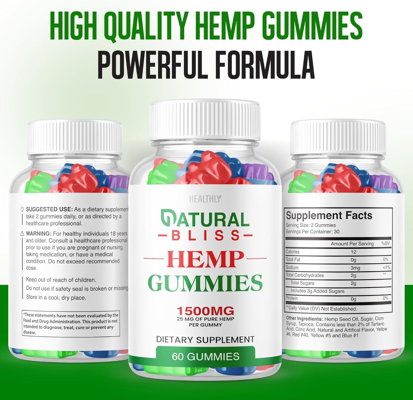 Natural Bliss metabolism booster Gummies - Premium Blend with 25mg metabolism booster per Gummy - 1500mg metabolism booster per Bottle - 60 Gummies
