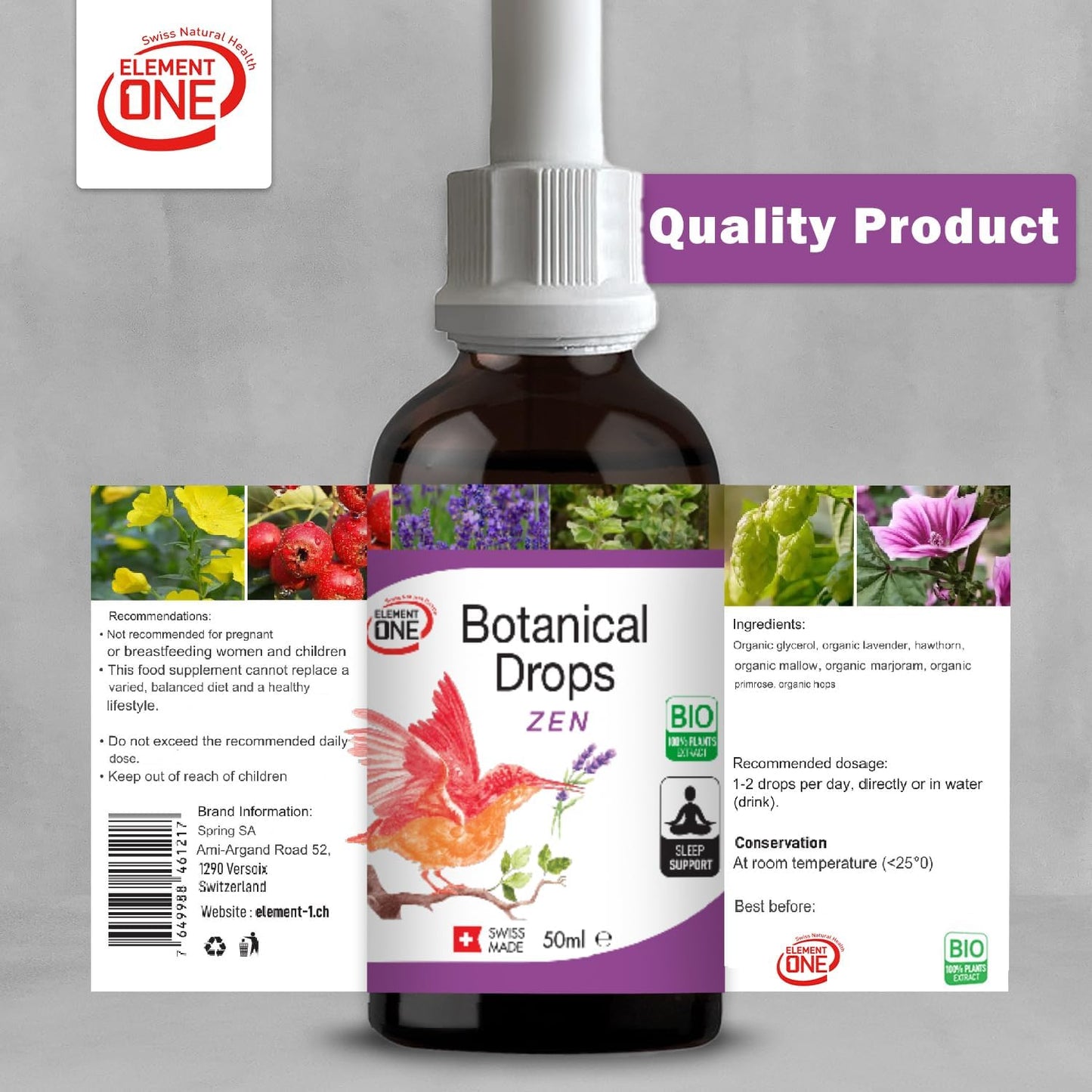 Natural Botanical Zen Drops: Herbal Sleep Support & Relaxation Supplement Promotes Relaxation