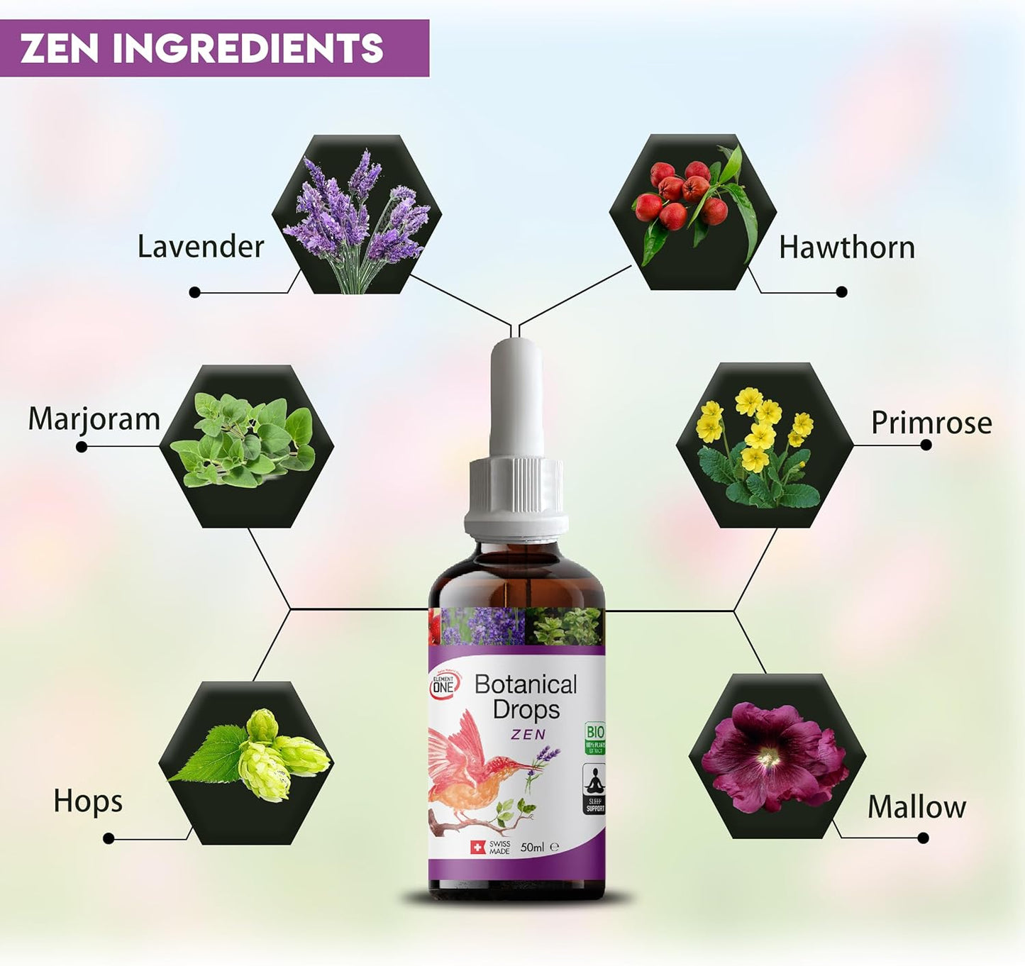 Natural Botanical Zen Drops: Herbal Sleep Support & Relaxation Supplement Promotes Relaxation