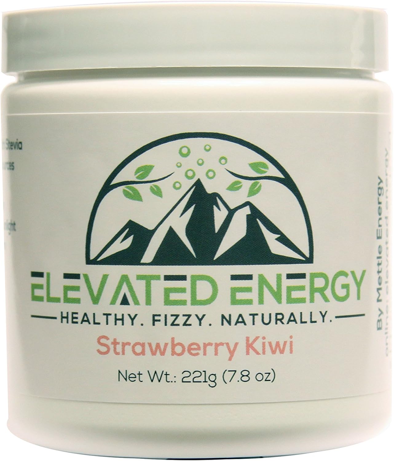 Natural Caffeine & Stevia Energy Drink Mix Powder - Strawberry Kiwi Flavor | Mettle Energy Fizzy Drink | 30 Servings