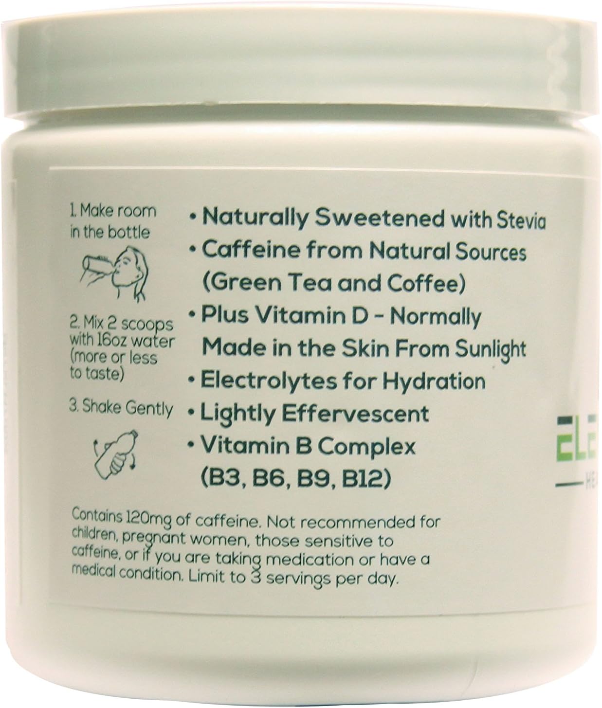 Natural Caffeine & Stevia Energy Drink Mix Powder - Strawberry Kiwi Flavor | Mettle Energy Fizzy Drink | 30 Servings
