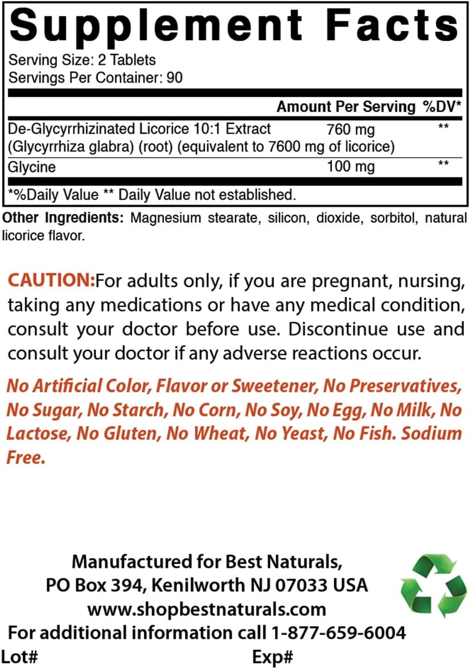Natural DGL Chewable Tablets - 380 mg - 540 Tablets - Pack of 3