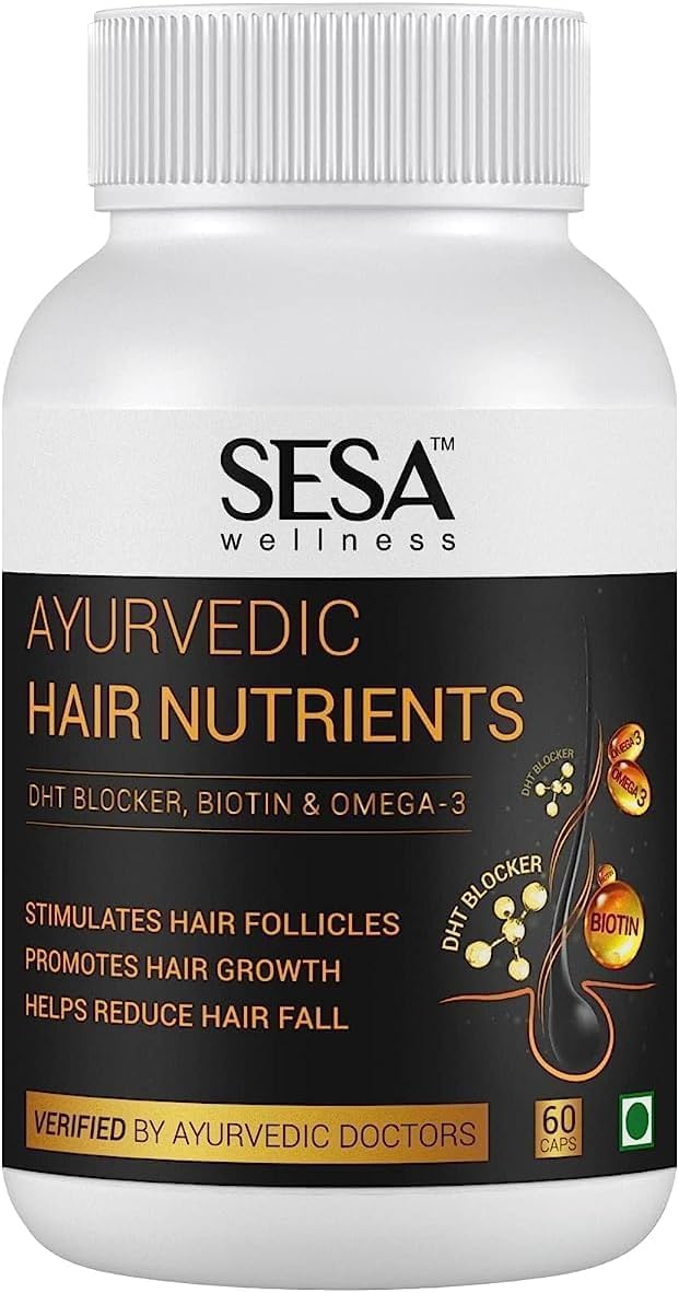 Natural DHT Blocker Supplement for Hair Loss - 60 Vegetarian Capsules - Herbal Formula with Zero Side Effects