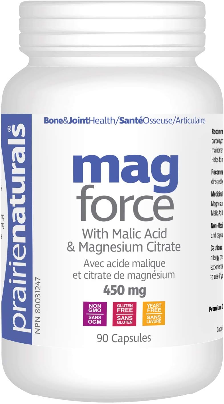 Natural Energy Support: Prairie Naturals Mag Force Magnesium & Malic Acid Capsules, 90 Count