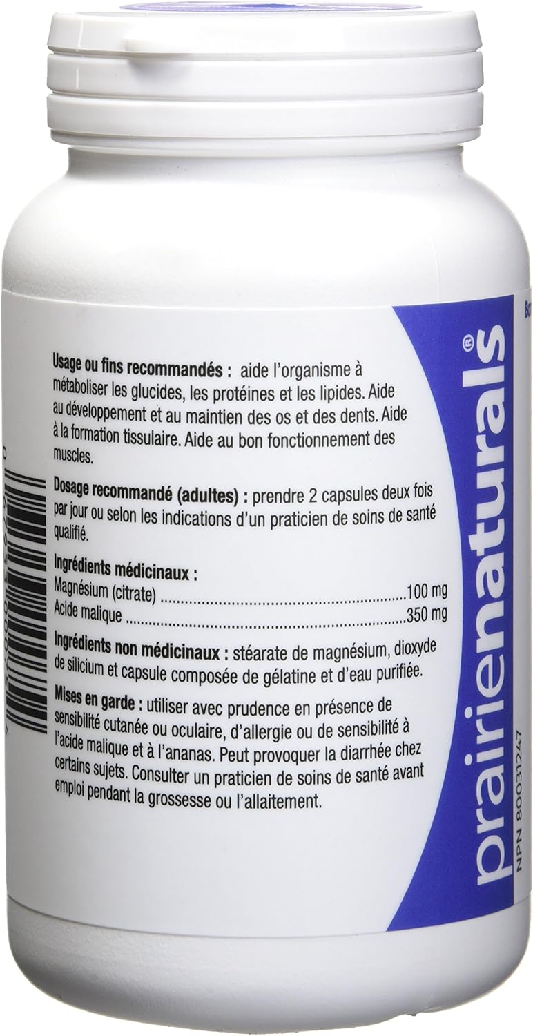 Natural Energy Support: Prairie Naturals Mag Force Magnesium & Malic Acid Capsules, 90 Count