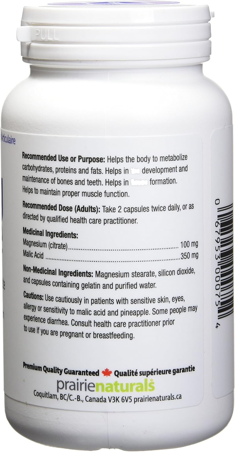 Natural Energy Support: Prairie Naturals Mag Force Magnesium & Malic Acid Capsules, 90 Count