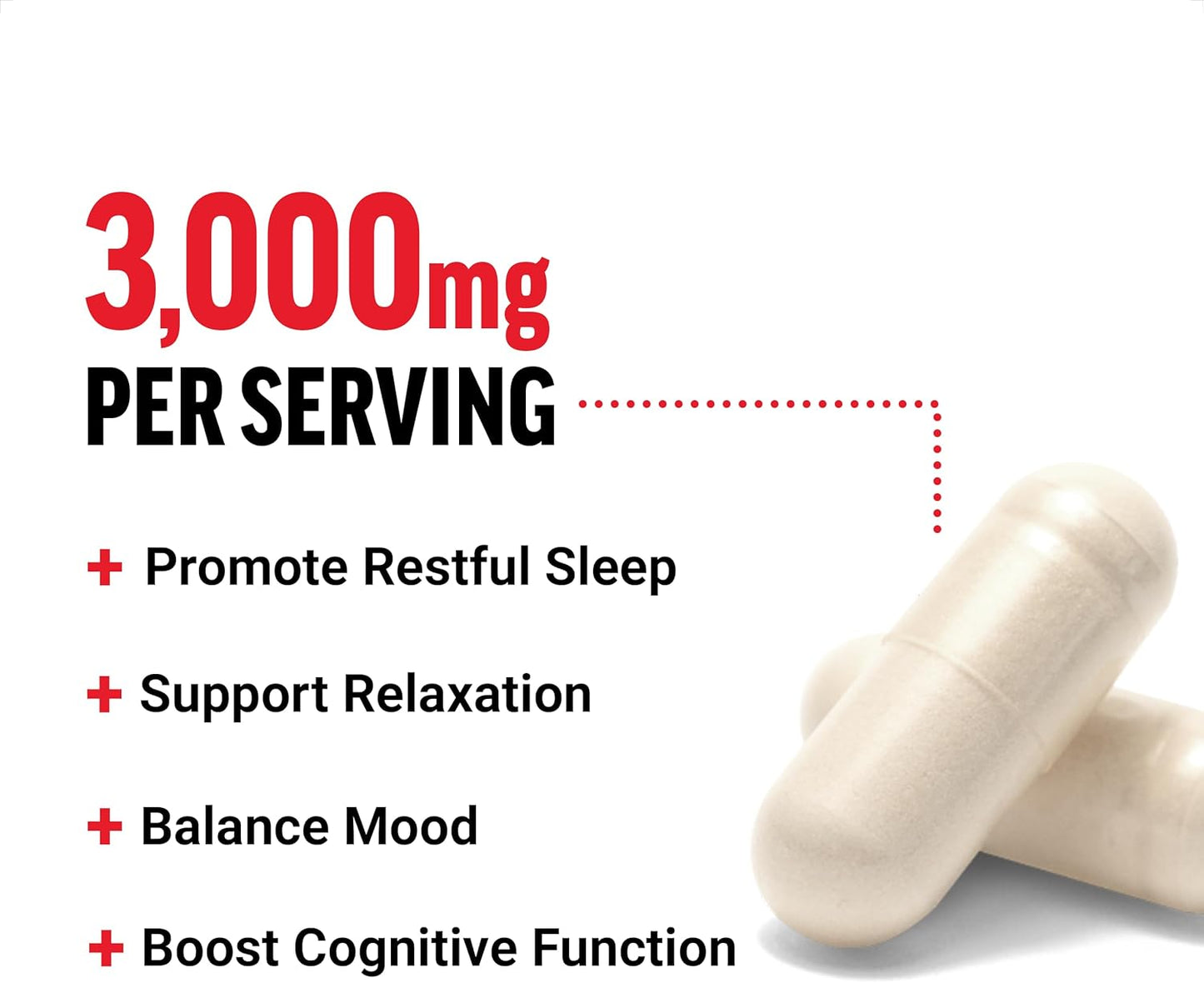 Natural Glycine Supplement for Relaxation, Sleep, Cognitive Function - 100 Veg Capsules by FORCE FACTOR