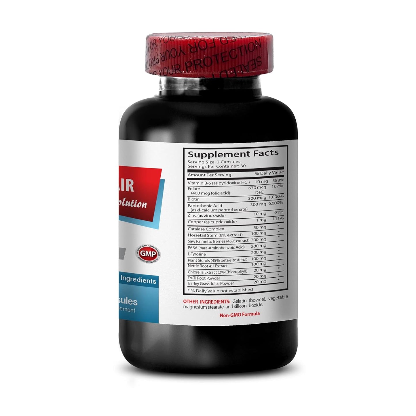 Natural Hair Growth Supplement for Men and Women - Anti-Gray Hair Solution - Saw Palmetto Pills for Hair Loss - Gray Hair Coverage - 60 Capsules