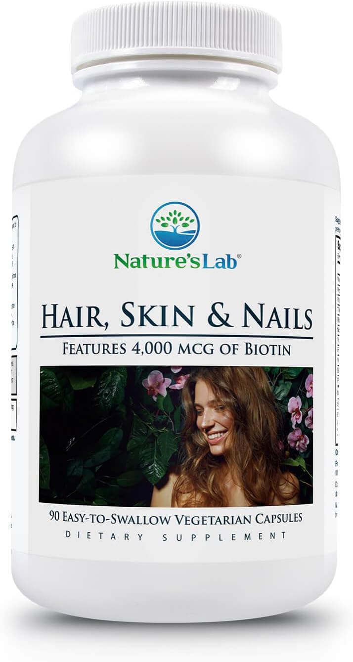 Natural Hair, Skin, and Nails Supplement with Biotin, BCAA, MSM, and Vitamins - 90 Ct (3 Month Supply)