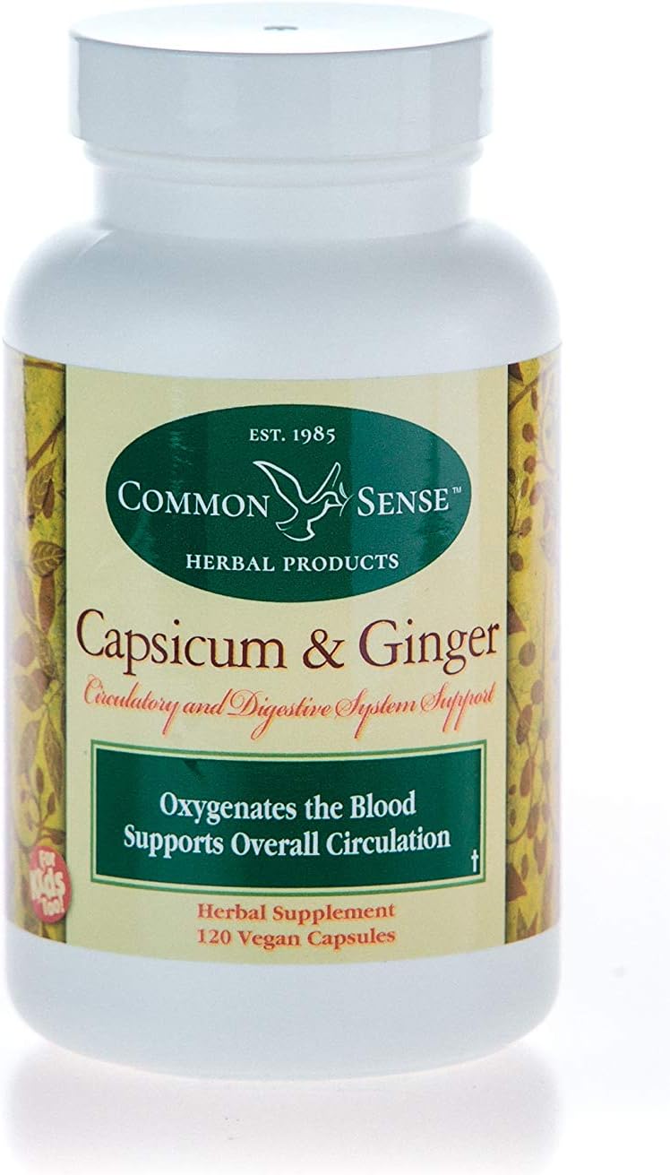 Natural Herbal Capsicum and Ginger Supplement for Circulatory and Digestive Health - 120 Capsules