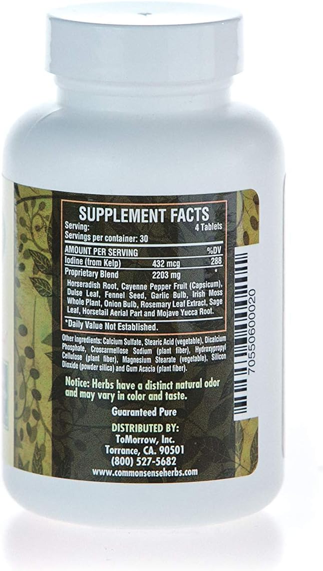 Natural Herbal Supplement for Hair, Plaque, and Cholesterol Support - HPC-12 (270) with Iodine