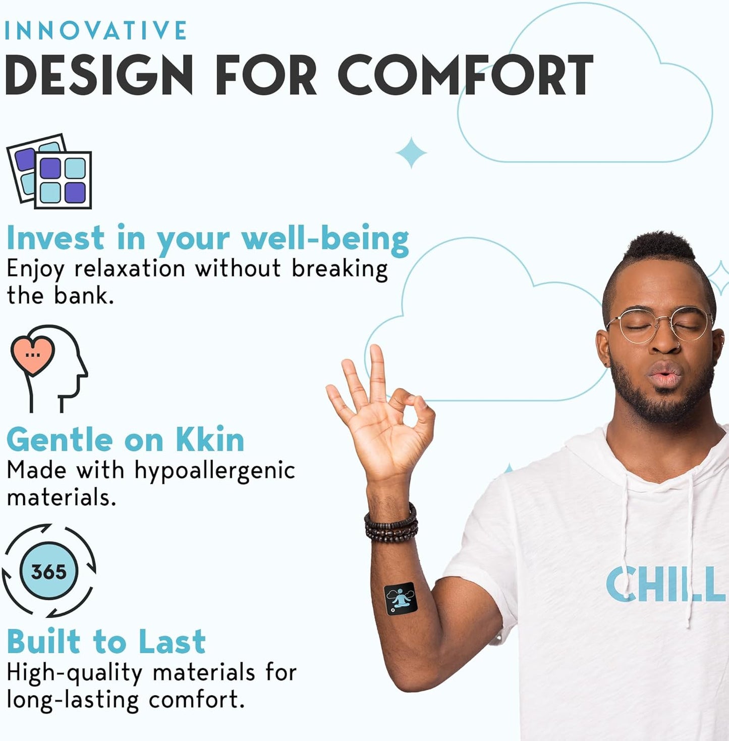 Natural Klova Chill Patches with Sensoril Ashwagandha, Rhodiola Rosea, and More for Stress Relief and Relaxation