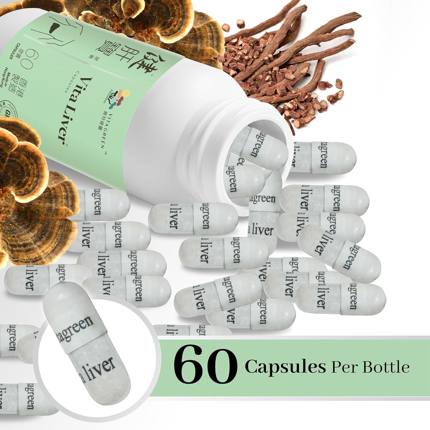 Natural Liver Cleanse and Daily Wellness Formula - Vita Green Supplement with Herbs, Vitamins - Boosts Energy, Promotes Resilience, Supports Vitality - 60 Capsules